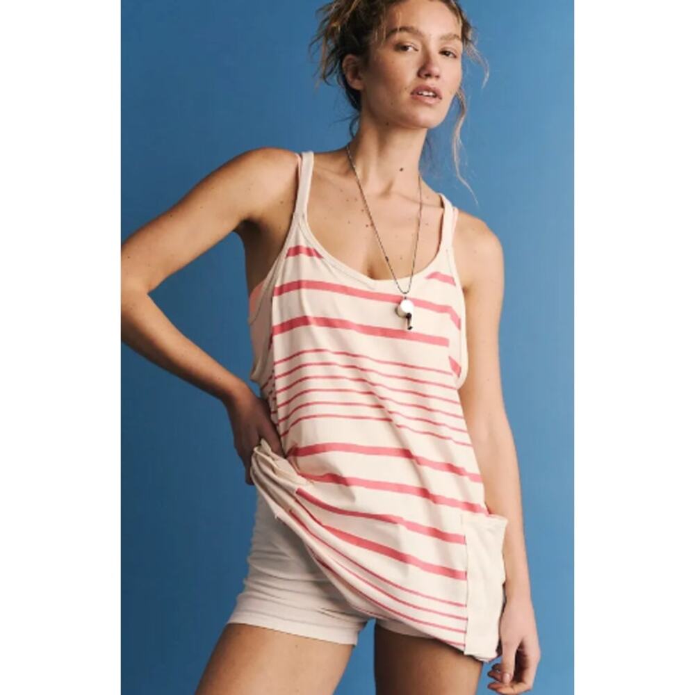 FP Movement Women's Hot Shot Mini Dress, Medium, Spring Stripe Ivory - Picture 2 of 6